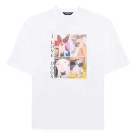 Unisex-T-Shirt mit «I Love Dogs»-Aufdruck, weiss 641614TJVH19000