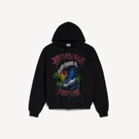 Vintage-Surfer-Hoodie mit Reissverschluss für Herren in Schwarz