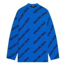 Wollpullover mit Rundhalsausschnitt und durchgehendem Logo «Blue» 657400T15673964