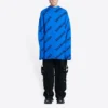 Wollpullover mit Rundhalsausschnitt und durchgehendem Logo «Blue» 657400T15673964