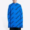 Wollpullover mit Rundhalsausschnitt und durchgehendem Logo «Blue» 657400T15673964