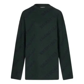 Wollpullover mit Rundhalsausschnitt und durchgehendem Logo «Dark Green» 657400T15673050