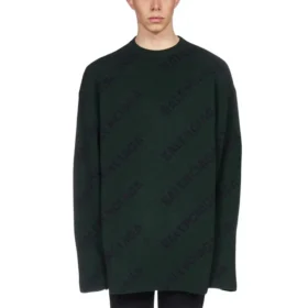 Wollpullover mit Rundhalsausschnitt und durchgehendem Logo «Dark Green» 657400T15673050