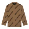 Wollpullover mit Rundhalsausschnitt und durchgehendem Logo «Hellbraun» 657401T32002900