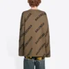 Wollpullover mit Rundhalsausschnitt und durchgehendem Logo «Hellbraun» 657401T32002900