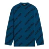 Wollpullover mit Rundhalsausschnitt und durchgehendem Logo «Petrol Blue» 657400T15672470