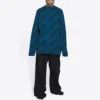 Wollpullover mit Rundhalsausschnitt und durchgehendem Logo «Petrol Blue» 657400T15672470