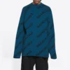 Wollpullover mit Rundhalsausschnitt und durchgehendem Logo «Petrol Blue» 657400T15672470