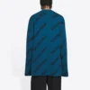 Wollpullover mit Rundhalsausschnitt und durchgehendem Logo «Petrol Blue» 657400T15672470