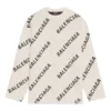 Wollpullover mit Rundhalsausschnitt und durchgehendem Logo «White» 657401T32009054