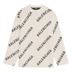 Wollpullover mit Rundhalsausschnitt und durchgehendem Logo «White» 657401T32009054