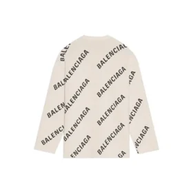 Wollpullover mit Rundhalsausschnitt und durchgehendem Logo «White» 657401T32009054