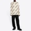 Wollpullover mit Rundhalsausschnitt und durchgehendem Logo «White» 657401T32009054