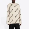 Wollpullover mit Rundhalsausschnitt und durchgehendem Logo «White» 657401T32009054