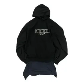 XXXL T-Shirt-Hoodie mit Aufnähern, Oversize «Schwarz» 720406TNVD91070